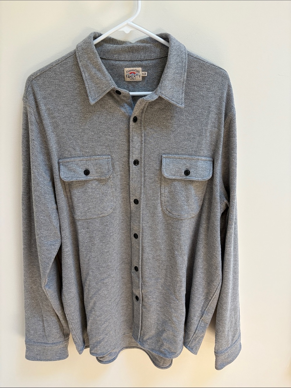 Faherty Legend Heather Gray Long-Sleeve Button-Down Shirt